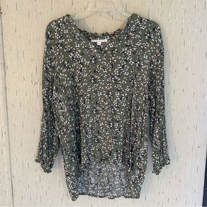 fun2fun Green Floral Blouse Womens XL